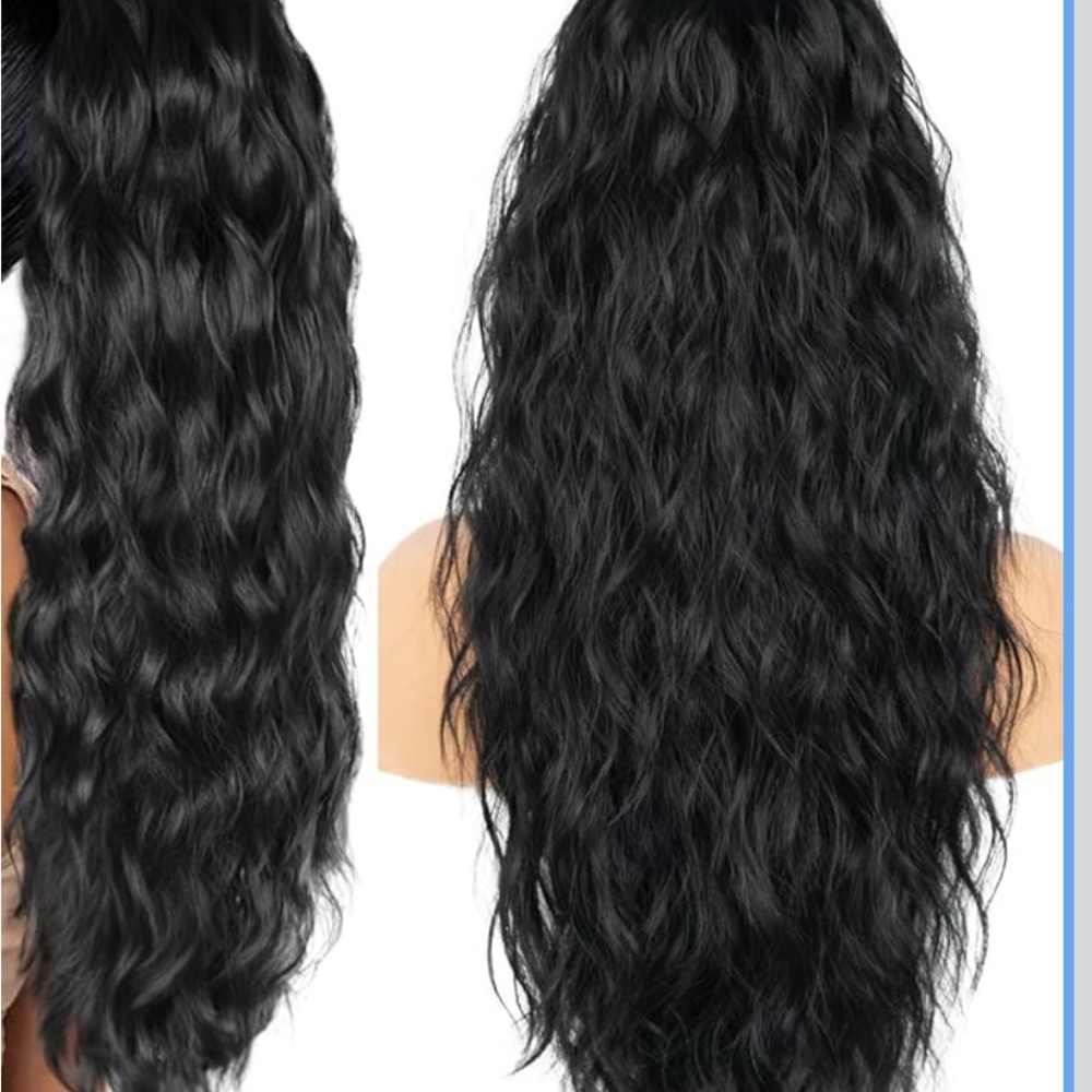 Wavy 26 in‎ Ponytail Synthetic Ponytail Hair Extensions Natural Black